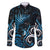 New Zealand Sea Week Family Matching Long Sleeve Bodycon Dress and Hawaiian Shirt Maori Wave Pattern Ocean Blue