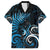 New Zealand Sea Week Family Matching Off The Shoulder Long Sleeve Dress and Hawaiian Shirt Maori Wave Pattern Ocean Blue