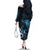 New Zealand Sea Week Family Matching Off The Shoulder Long Sleeve Dress and Hawaiian Shirt Maori Wave Pattern Ocean Blue