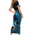 New Zealand Sea Week Family Matching Short Sleeve Bodycon Dress and Hawaiian Shirt Maori Wave Pattern Ocean Blue