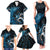 New Zealand Sea Week Family Matching Tank Maxi Dress and Hawaiian Shirt Maori Wave Pattern Ocean Blue