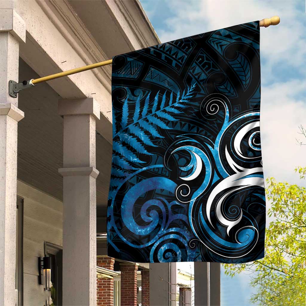 New Zealand Sea Week Garden Flag Maori Wave Pattern Ocean Blue