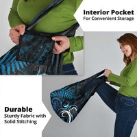 New Zealand Sea Week Grocery Bag Maori Wave Pattern Ocean Blue