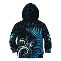 New Zealand Sea Week Kid Hoodie Maori Wave Pattern Ocean Blue