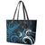 New Zealand Sea Week Leather Tote Bag Maori Wave Pattern Ocean Blue