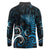 New Zealand Sea Week Long Sleeve Polo Shirt Maori Wave Pattern Ocean Blue