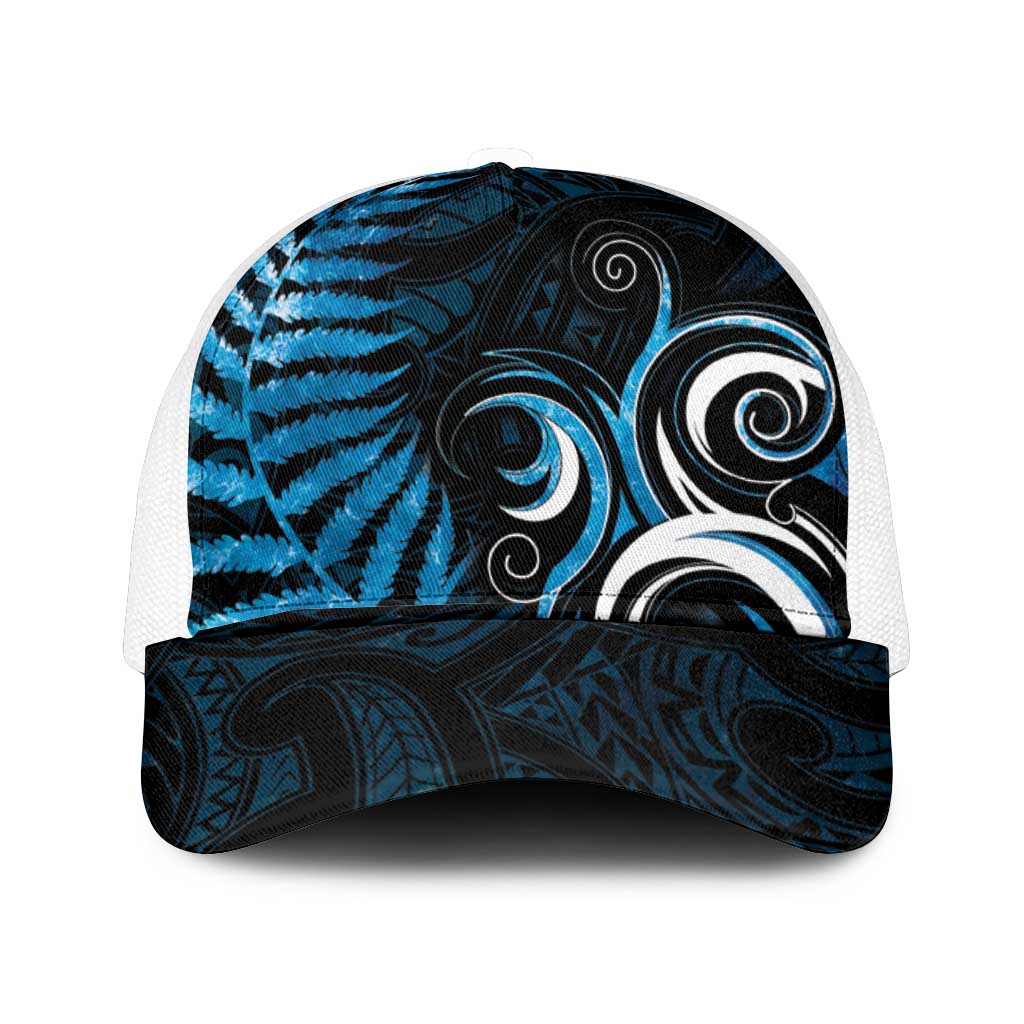 New Zealand Sea Week Mesh Trucker Cap Maori Wave Pattern Ocean Blue - Polynesian Pride