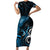 New Zealand Sea Week Short Sleeve Bodycon Dress Maori Wave Pattern Ocean Blue