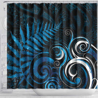 New Zealand Sea Week Shower Curtain Maori Wave Pattern Ocean Blue
