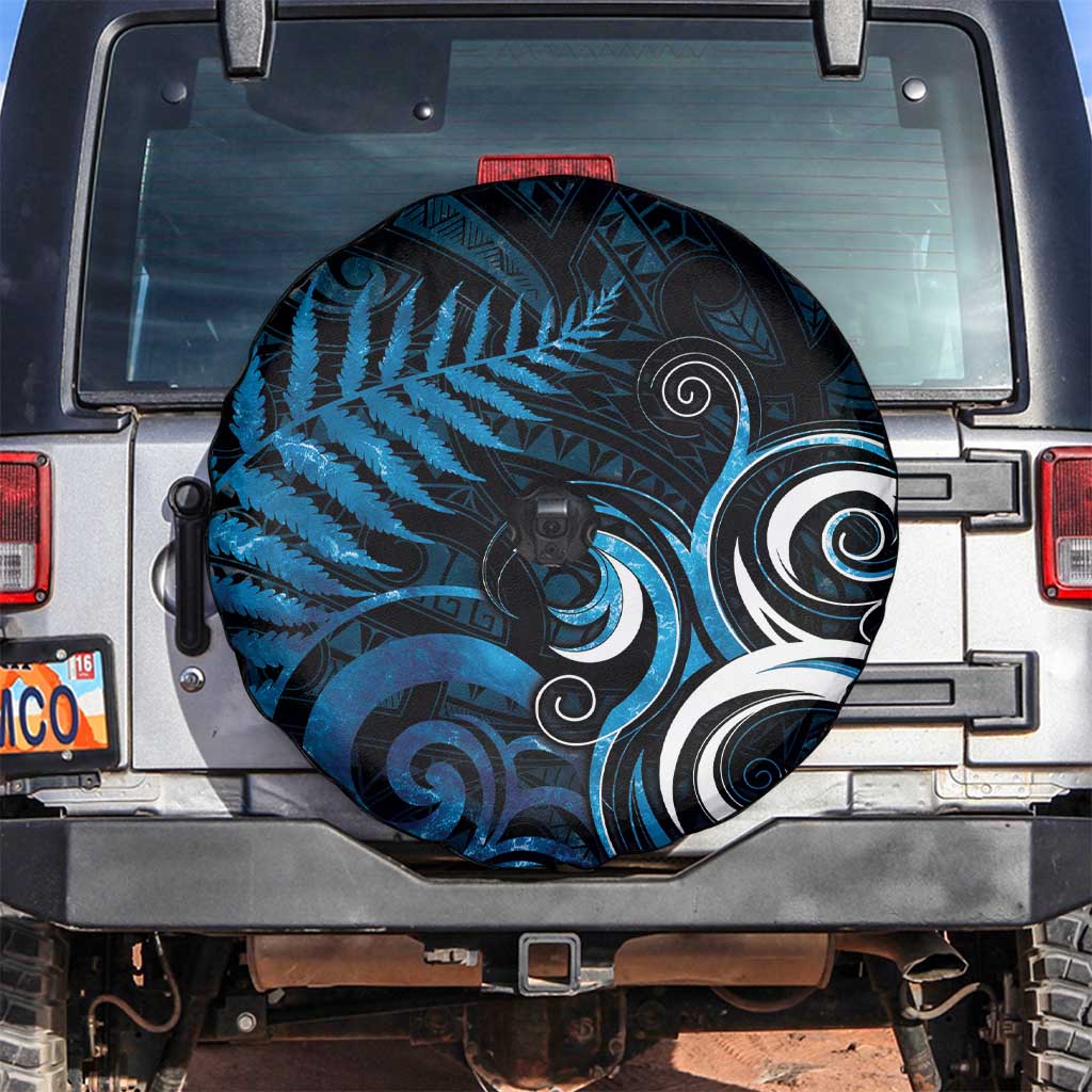 New Zealand Sea Week Spare Tire Cover Maori Wave Pattern Ocean Blue