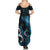 New Zealand Sea Week Summer Maxi Dress Maori Wave Pattern Ocean Blue