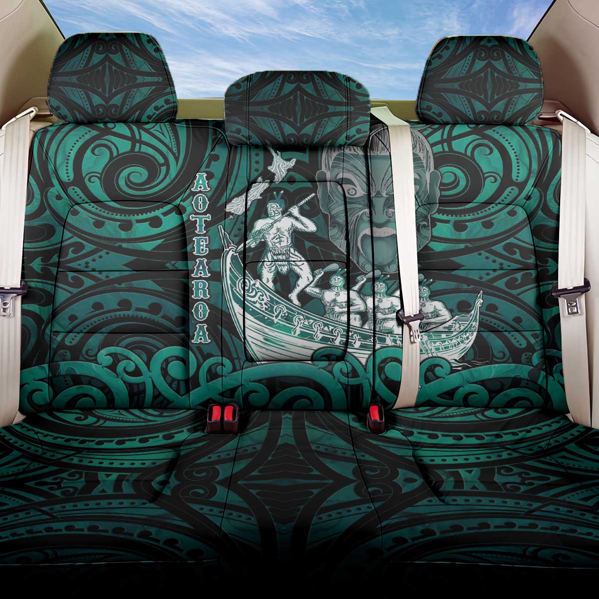 New Zealand Waka Racing Back Car Seat Cover Maori Warriors