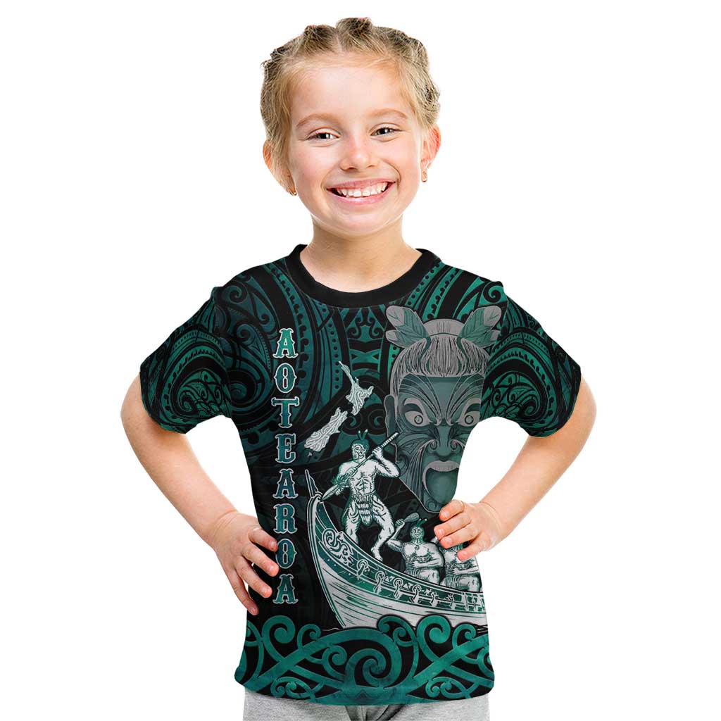 Personalised New Zealand Waka Racing Kid T Shirt Maori Warriors