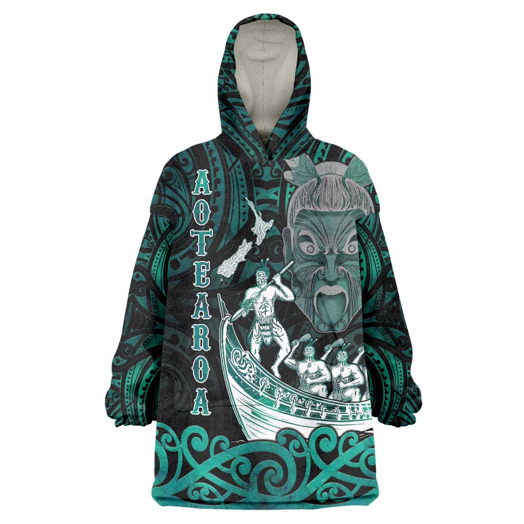 Personalised New Zealand Waka Racing Wearable Blanket Hoodie Maori Warriors