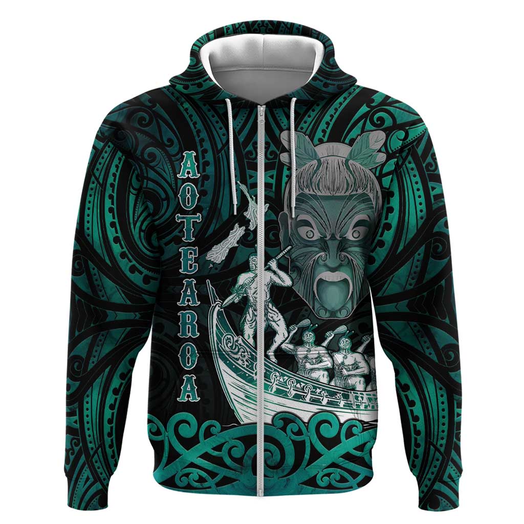 Personalised New Zealand Waka Racing Zip Hoodie Maori Warriors