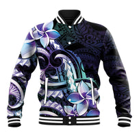 Polynesian Art Tattoo Baseball Jacket Plumeria Flowers Turquoise Gradient