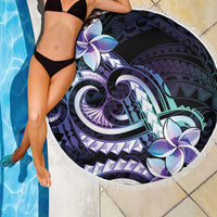 Polynesian Art Tattoo Beach Blanket Plumeria Flowers Turquoise Gradient