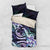 Polynesian Art Tattoo Bedding Set Plumeria Flowers Turquoise Gradient