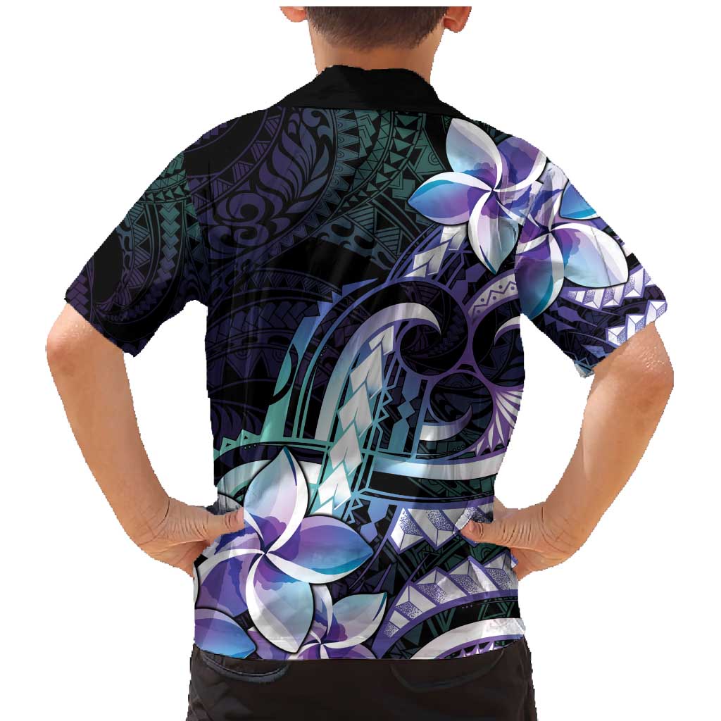Polynesian Art Tattoo Family Matching Mermaid Dress and Hawaiian Shirt Plumeria Flowers Turquoise Gradient LT05 - Polynesian Pride