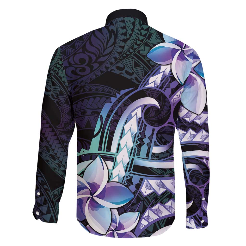 Polynesian Art Tattoo Family Matching Mermaid Dress and Hawaiian Shirt Plumeria Flowers Turquoise Gradient LT05 - Polynesian Pride