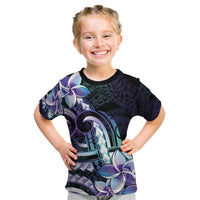 Polynesian Art Tattoo Kid T Shirt Plumeria Flowers Turquoise Gradient