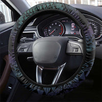 Polynesian Art Tattoo Steering Wheel Cover Plumeria Flowers Turquoise Gradient