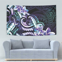 Polynesian Art Tattoo Tapestry Plumeria Flowers Turquoise Gradient