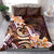 Polynesian Art Tattoo Bedding Set Plumeria Flowers Peach Gradient