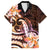 Polynesian Art Tattoo Family Matching Tank Maxi Dress and Hawaiian Shirt Plumeria Flowers Peach Gradient