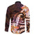 Polynesian Art Tattoo Family Matching Tank Maxi Dress and Hawaiian Shirt Plumeria Flowers Peach Gradient