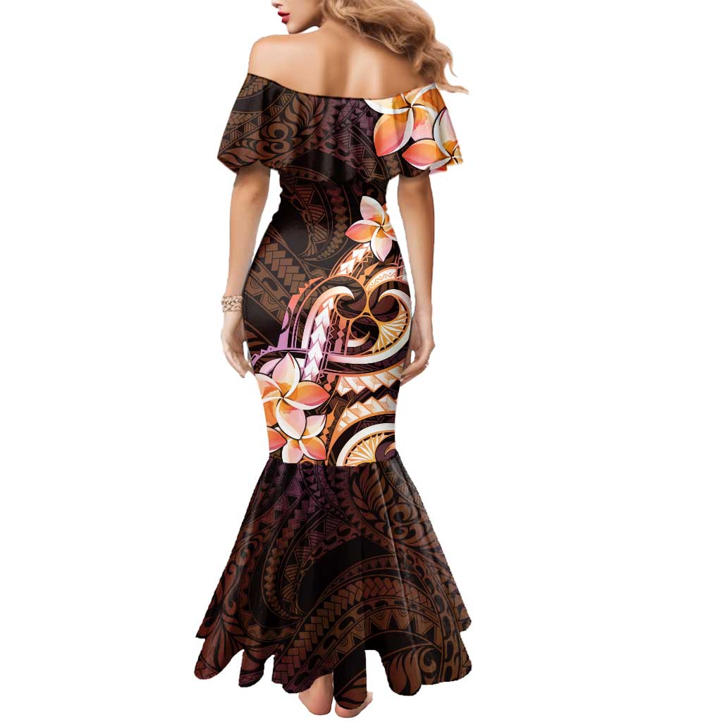 Polynesian Art Tattoo Mermaid Dress Plumeria Flowers Peach Gradient LT05 - Polynesian Pride