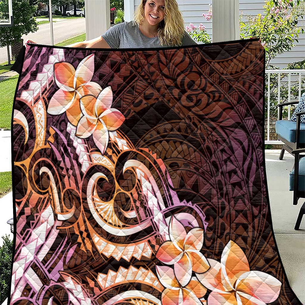 Polynesian Art Tattoo Quilt Plumeria Flowers Peach Gradient LT05 Peach - Polynesian Pride