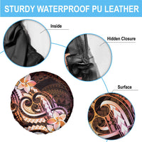 Polynesian Art Tattoo Spare Tire Cover Plumeria Flowers Peach Gradient