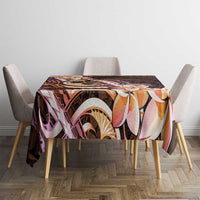 Polynesian Art Tattoo Tablecloth Plumeria Flowers Peach Gradient