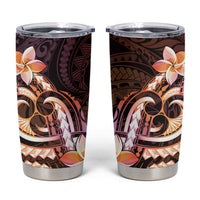 Polynesian Art Tattoo Tumbler Cup Plumeria Flowers Peach Gradient