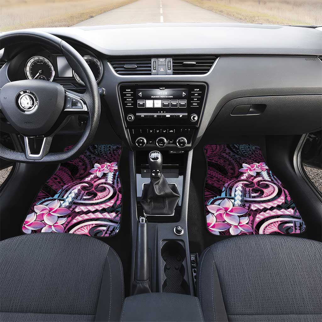 Polynesian Art Tattoo Car Mats Plumeria Flowers Pink Gradient