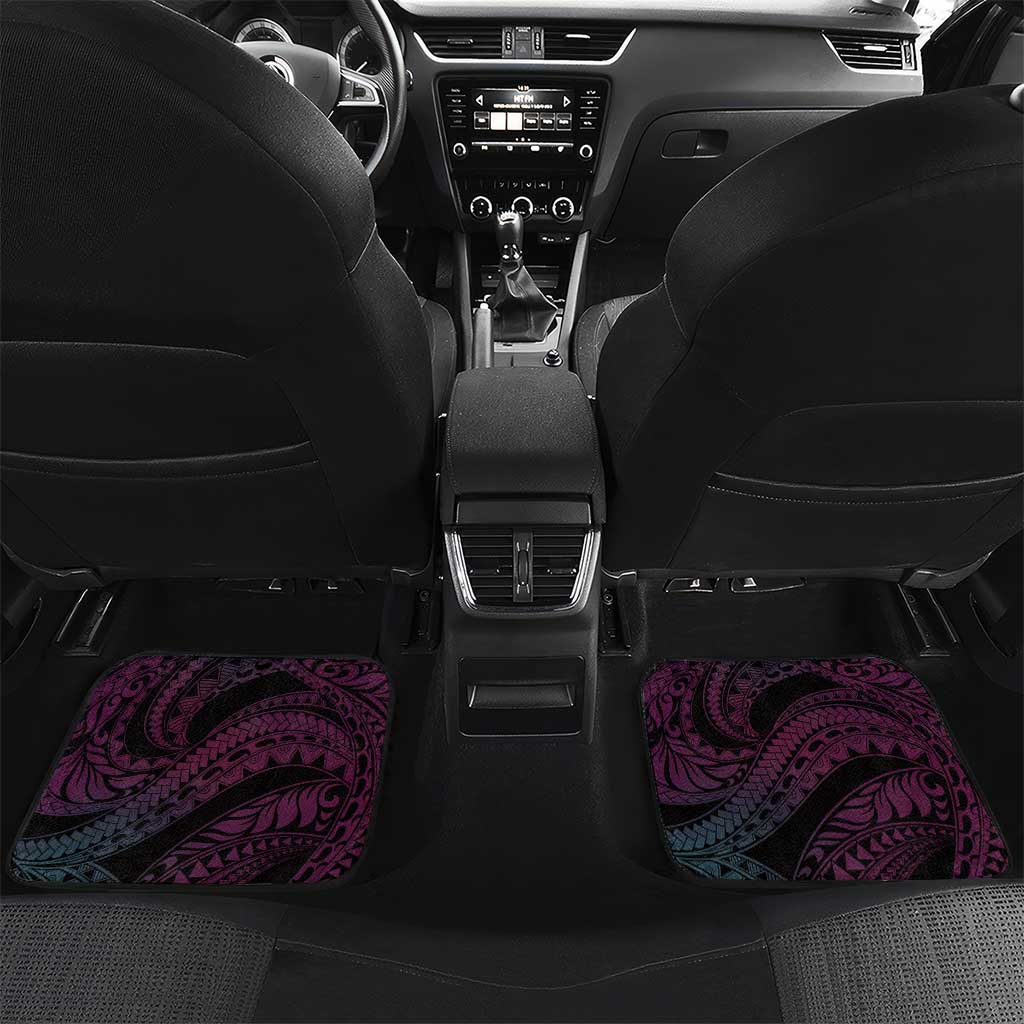 Polynesian Art Tattoo Car Mats Plumeria Flowers Pink Gradient