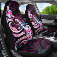Polynesian Art Tattoo Car Seat Cover Plumeria Flowers Pink Gradient