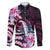 Polynesian Art Tattoo Family Matching Long Sleeve Bodycon Dress and Hawaiian Shirt Plumeria Flowers Pink Gradient