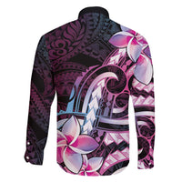 Polynesian Art Tattoo Family Matching Long Sleeve Bodycon Dress and Hawaiian Shirt Plumeria Flowers Pink Gradient LT05 - Polynesian Pride