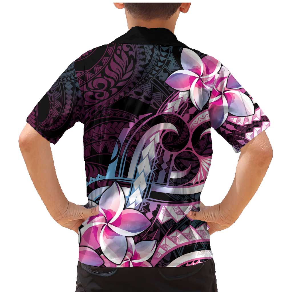 Polynesian Art Tattoo Family Matching Mermaid Dress and Hawaiian Shirt Plumeria Flowers Pink Gradient LT05 - Polynesian Pride