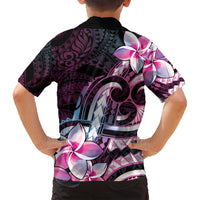 Polynesian Art Tattoo Family Matching Puletasi and Hawaiian Shirt Plumeria Flowers Pink Gradient LT05 - Polynesian Pride