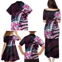 Polynesian Art Tattoo Family Matching Puletasi and Hawaiian Shirt Plumeria Flowers Pink Gradient LT05 - Polynesian Pride