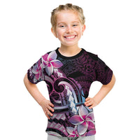 Polynesian Art Tattoo Kid T Shirt Plumeria Flowers Pink Gradient