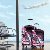 Polynesian Art Tattoo Luggage Cover Plumeria Flowers Pink Gradient