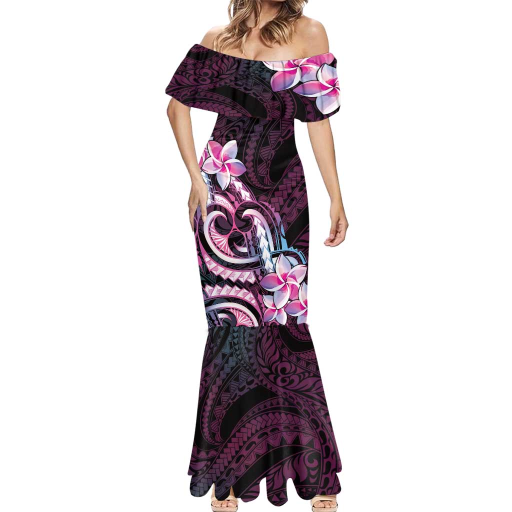 Polynesian Art Tattoo Mermaid Dress Plumeria Flowers Pink Gradient LT05 - Polynesian Pride