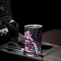 Polynesian Art Tattoo Tumbler Cup Plumeria Flowers Pink Gradient