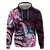 Polynesian Art Tattoo Zip Hoodie Plumeria Flowers Pink Gradient