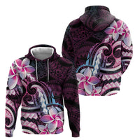 Polynesian Art Tattoo Zip Hoodie Plumeria Flowers Pink Gradient LT05 - Polynesian Pride