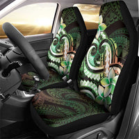 Polynesian Art Tattoo Car Seat Cover Plumeria Flowers Green Gradient